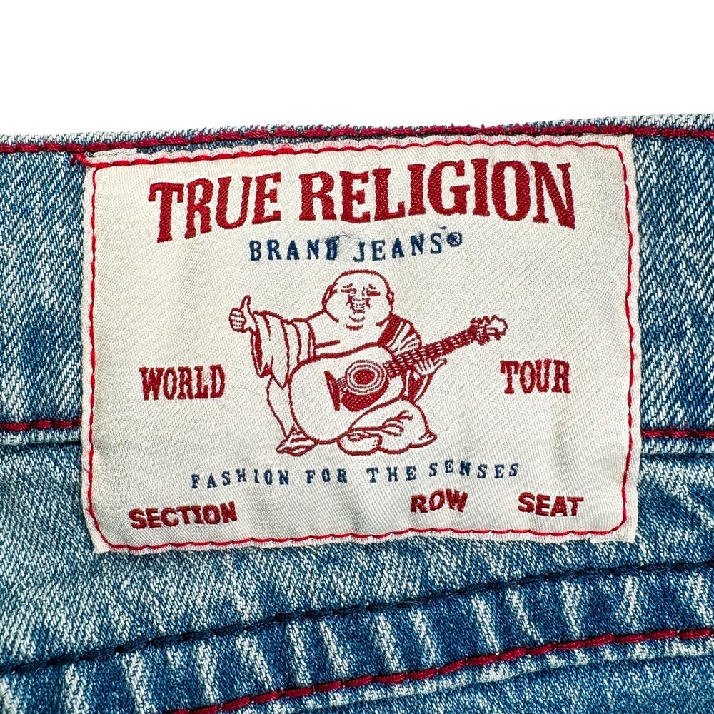 True Religion Mens Rocco Big T Relaxed Skinny Jeans 32x31 Red Stitch Y2K Stretch - Picture 10 of 14